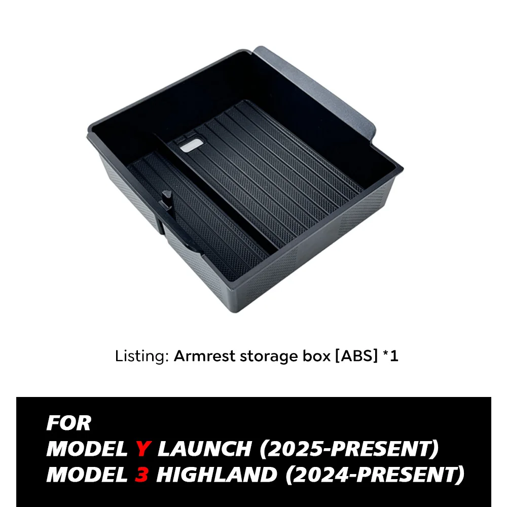 TEKSY 1/2/3/4/6/7/8-teilig für Tesla Neues Modell Y 2025 2026 Juniper ABS mit Silikon-Antirutschmatte Konsole & Armlehnen-Aufbewahrungsbox