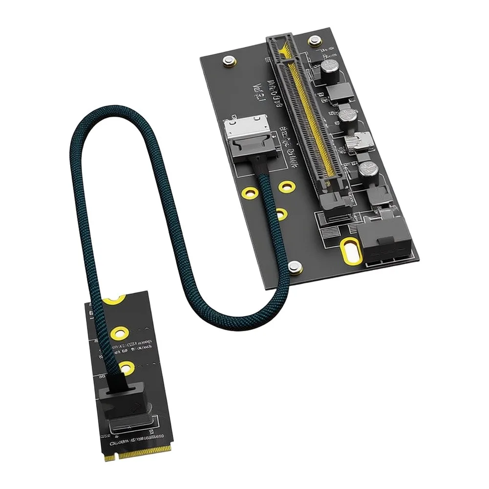 For M Key 2280 To PCI-e 4.0 X16 Extension Card With SFF-8612 Cable For NVMe SSD External For Gpu Desktop For Laptop Adapter