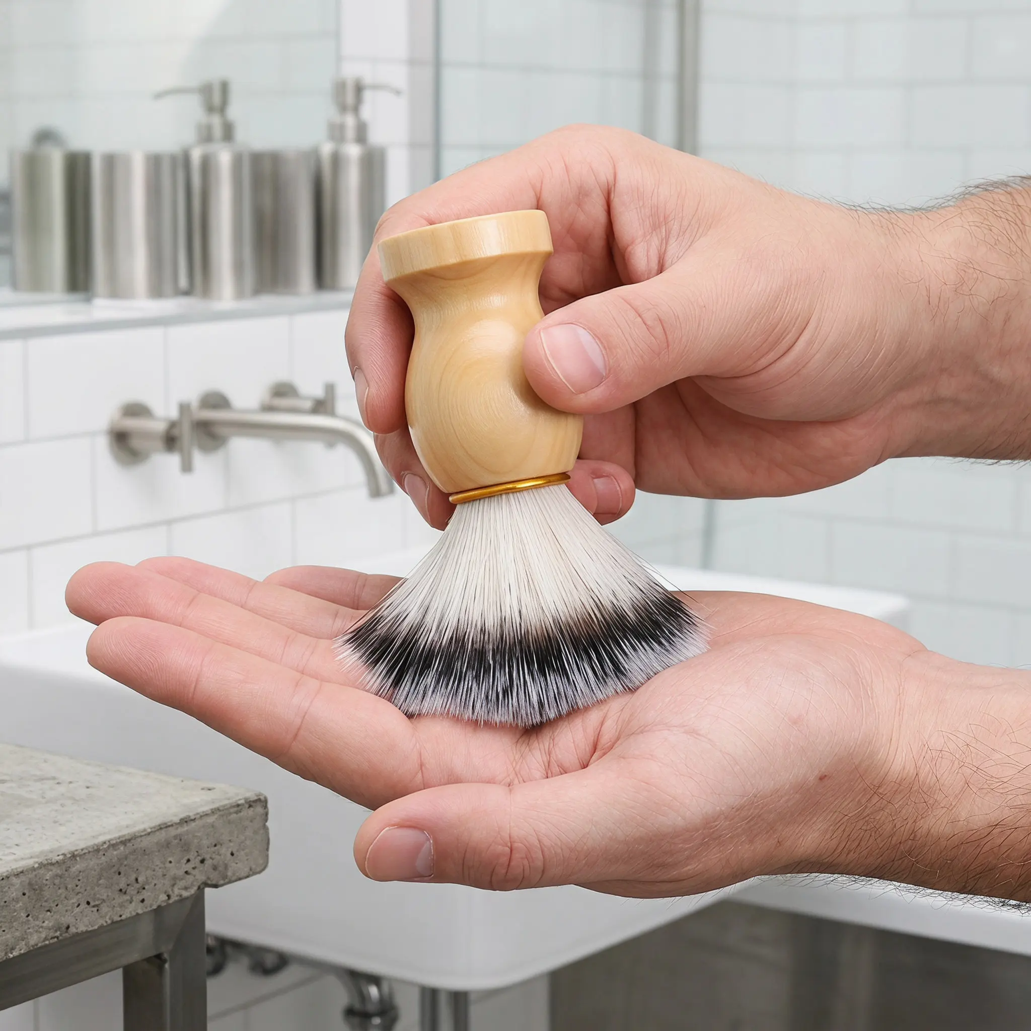 4Pcs Traditional Wet Shaving Brush Soft Nylon Bristle Handle Beard Scrubber for Gentle Foam Rich Lather Grooming