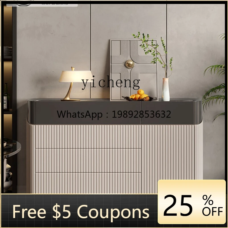 

Rock slab dining side cabinet, locker, light luxury, high-end door cabinet, living room storage cabinet