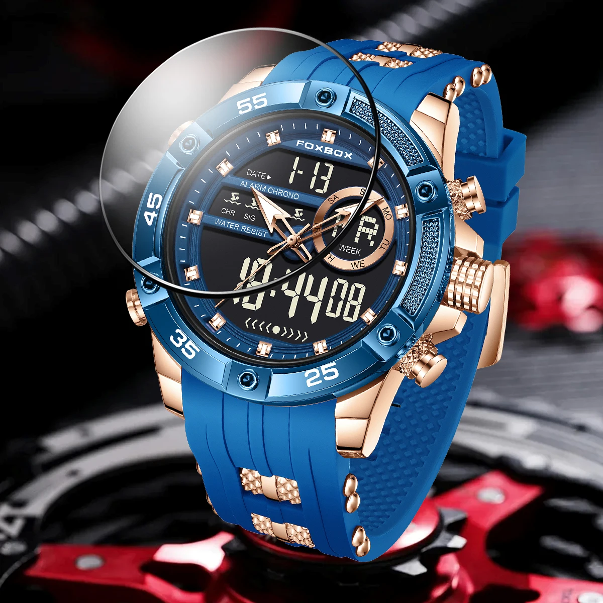 

Мужские электронные часы FOXBOX: спортивные, водонепроницаемые, с двойным цифровым дисплеем, светящиеся, с датой, кварцевые, для активного отдыха