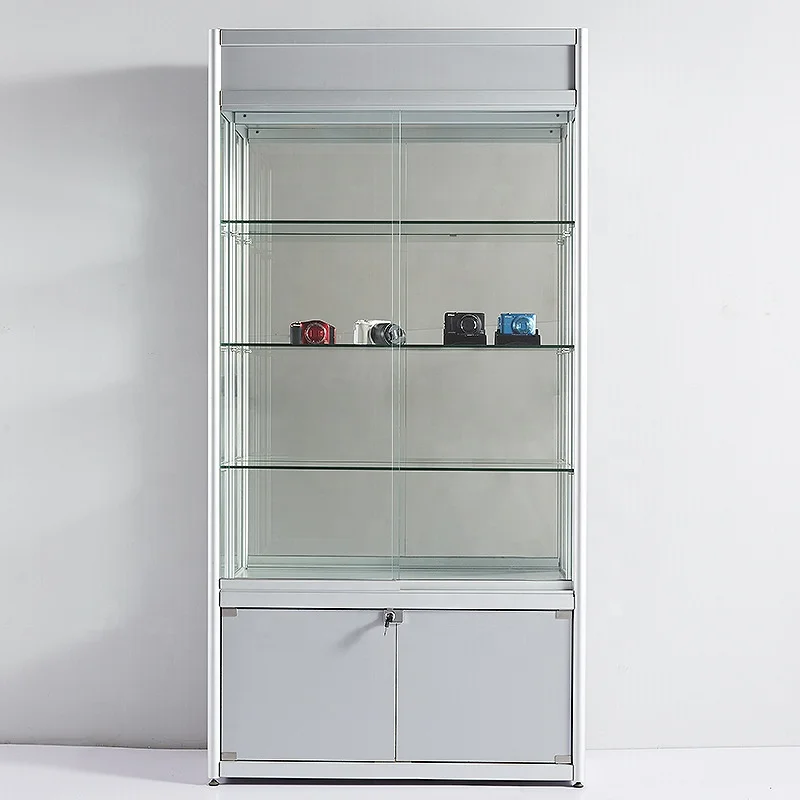 Customized high quality glass display cabinet with LED light locable smoke shop showcase cheap display