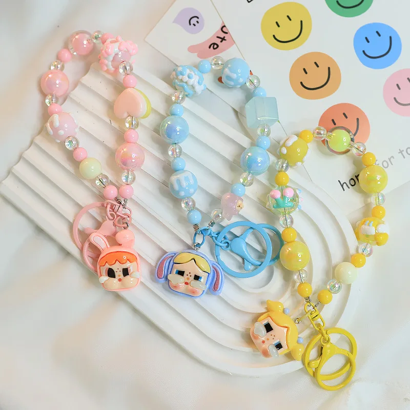 

Y2K Kawaii Cartoon Crybaby creative keychain hand-painted beaded cell phone charm backpack accessories pendant key chain gifts