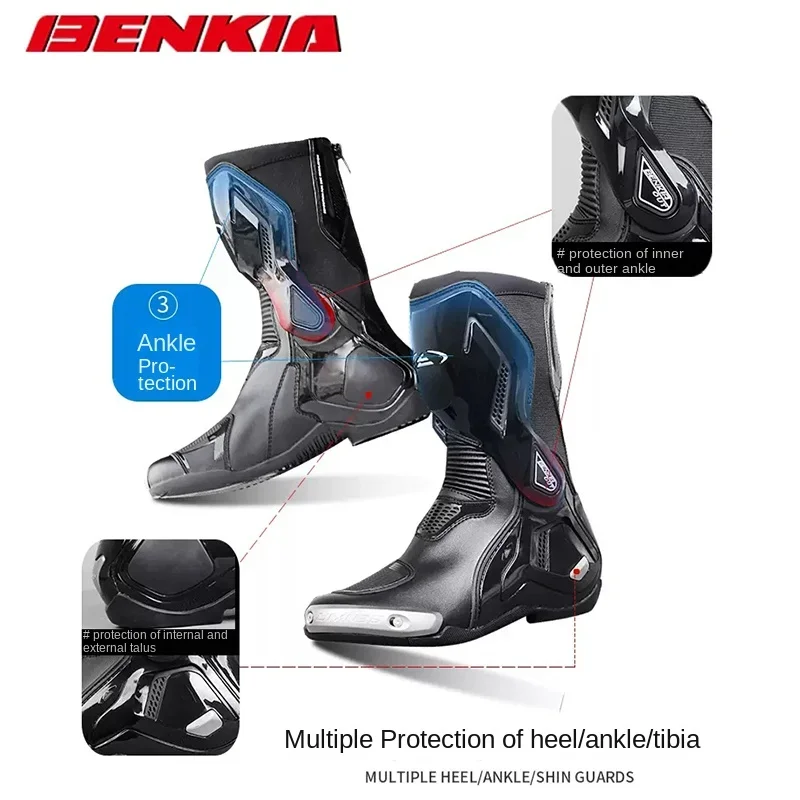 Motorcycle Riding Boots for Men, Protective Rally Track Competition Boots Four-season Anti-fall and Warm Cycling Shoes for Women