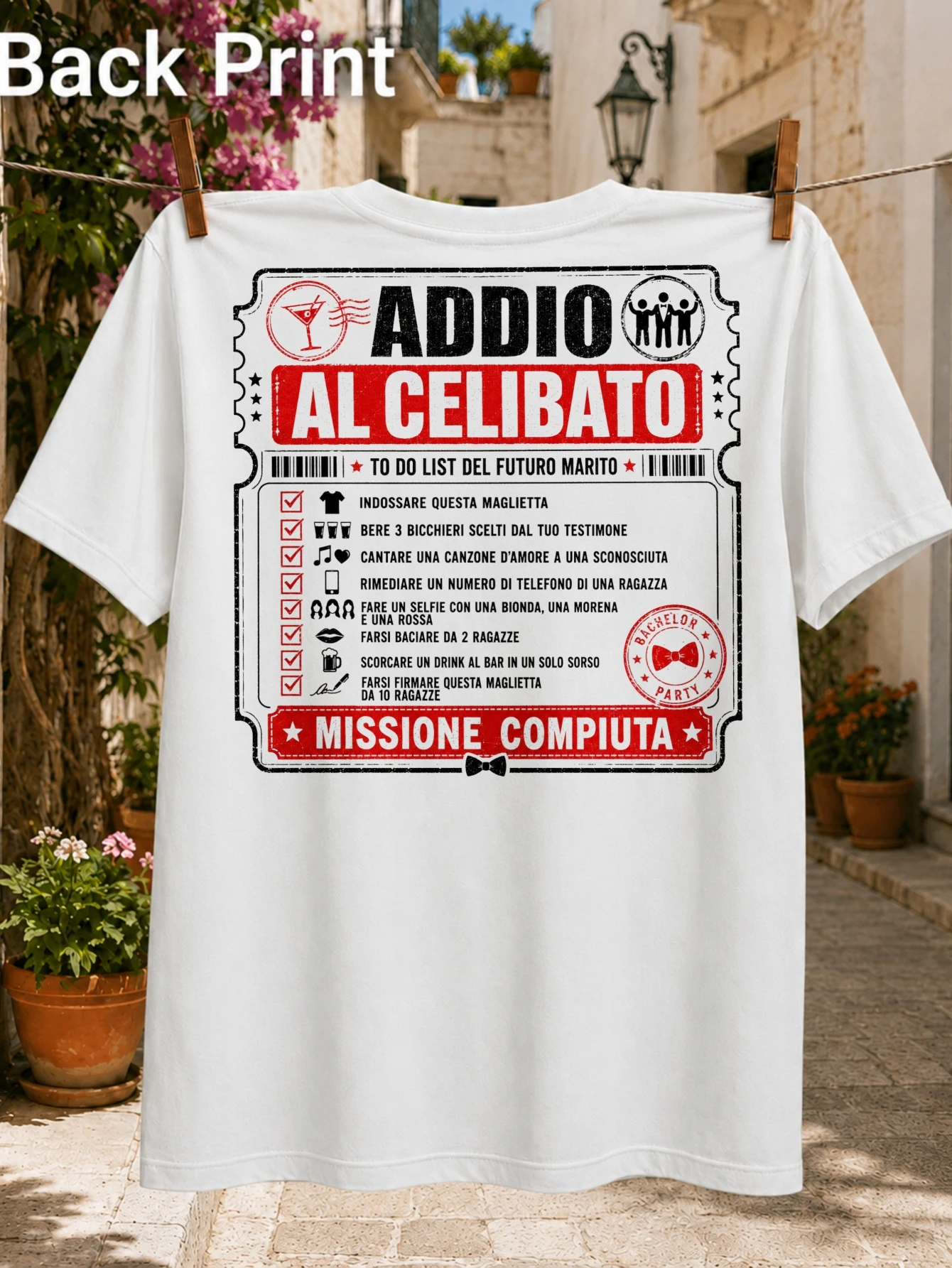 Men'S Grooming List - 이탈리아어 Addio al Celibato 빈티지 티켓