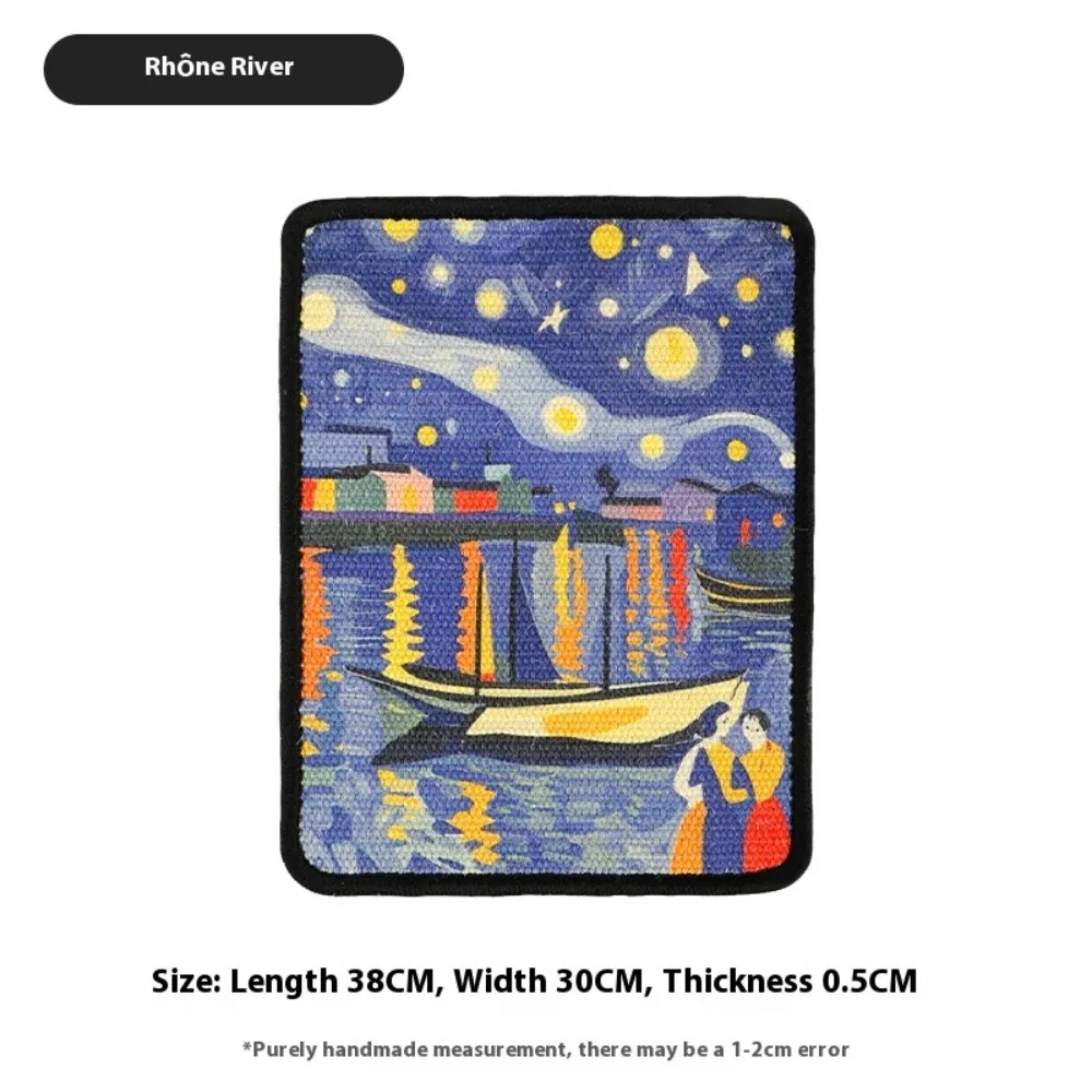 Poste rascador para gatos que ahorra espacio, garra resistente a los arañazos, tablero rascador para gatos, pintura al óleo montada en la pared, estera para rascar gatos