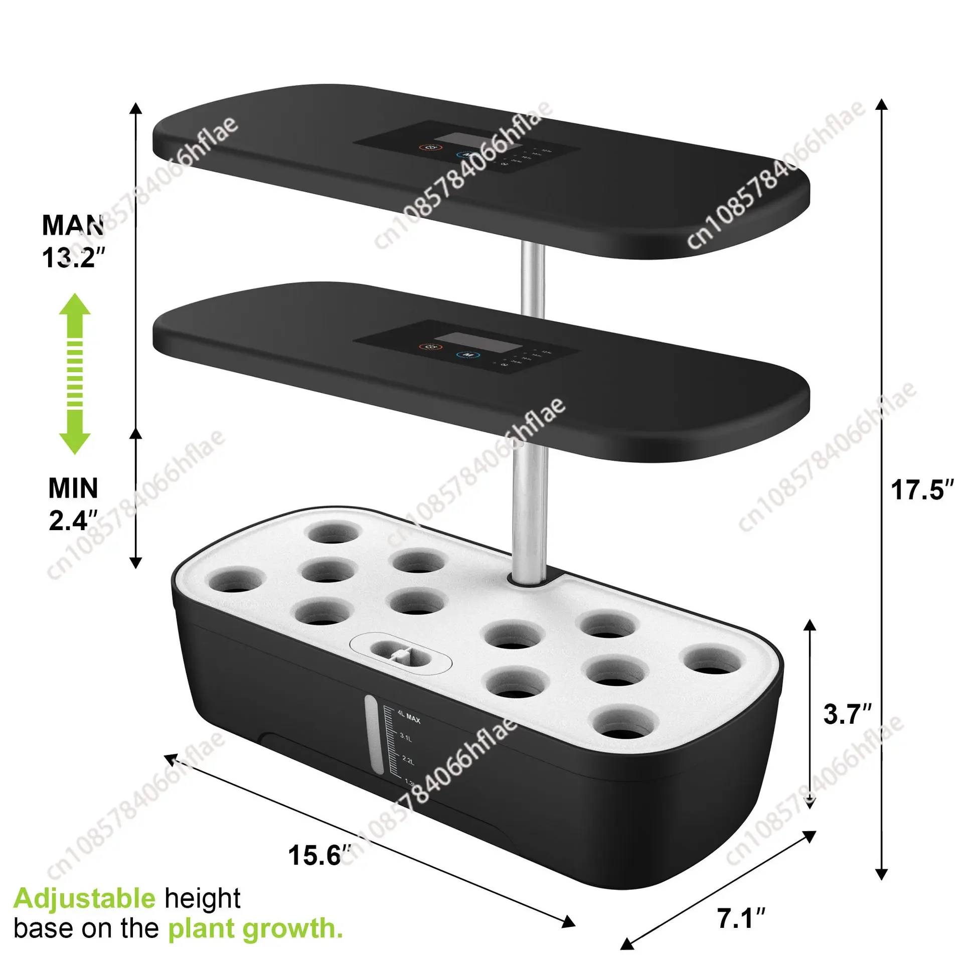 12 Pods Hydroponics Growing System, Herb Garden Kit Indoor Adjustable Height with Automatic Timer 20-Watt LED Grow Light abc