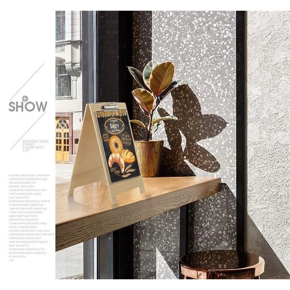 Wooden Menu Stand Paper Price Tag Display Table Top List Order Sign Clip Label Holder Wood Board Double Sided Photo Clip Rack