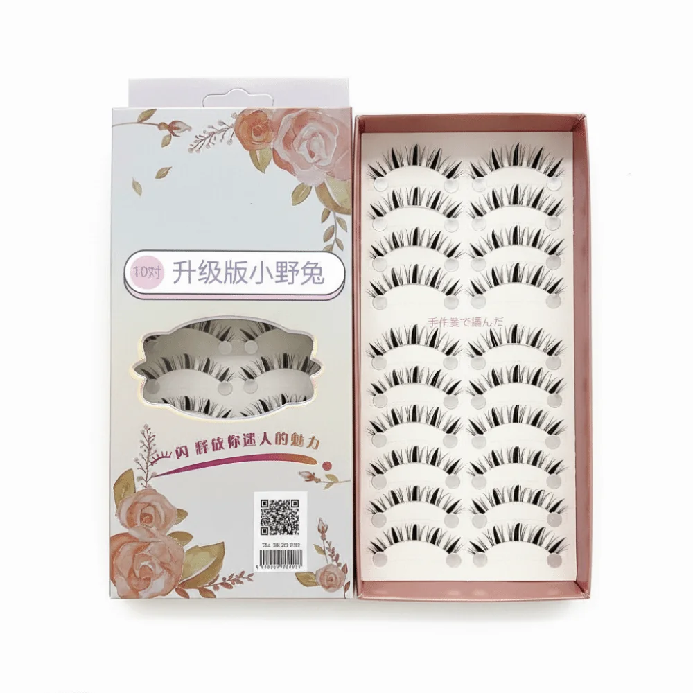 Damen Beauty Soft Manga Lashes Natural Long Anime Eyes Lashes Wispy Strip Fake Lashes Augen-Make-up