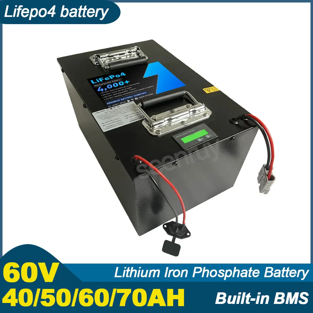 60V 40AH 50AH 60Ah 70AH Lifepo4 With Charger Lithium Iron Phosphate Battery Perfect For Ebike Tricycle Motorcycle Scooter