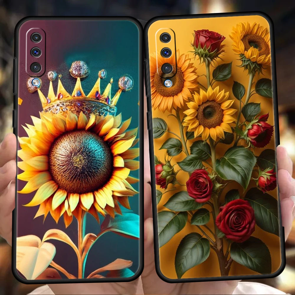 Sunflower Phone Case for Samsung Galaxy A24 A13 A53 A73 A33 A22 A12 A02 A03 A05 A70 A50 A10 A20 5G Silicone Cover Shell Capa Bag