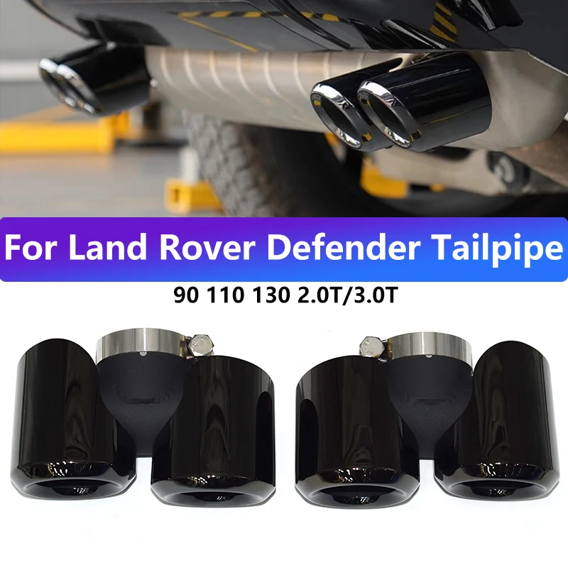For 2020 to 2024 Land Rover Defender 90 110 Exhaust Pipe Upgrade 304 Stainless Steel Black Kane Square Muffler Exhaust Nozzle