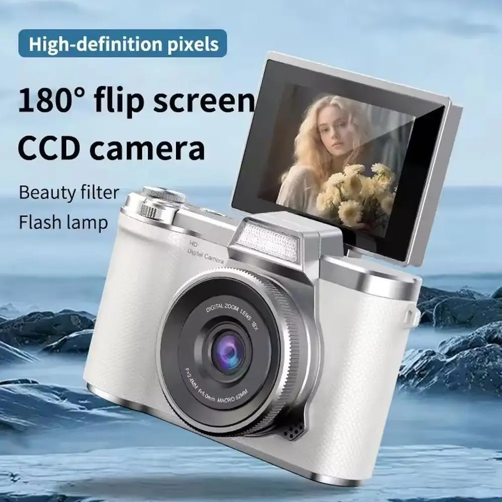 كاميرا رقمية للتصوير الفوتوغرافي، كاميرا تسجيل فيديو بدقة 4K 180 ° شاشة قابلة للطي 16X تكبير رقمي كاميرات مدمجة كاميرا مرشحة CCD T3Y4 #4