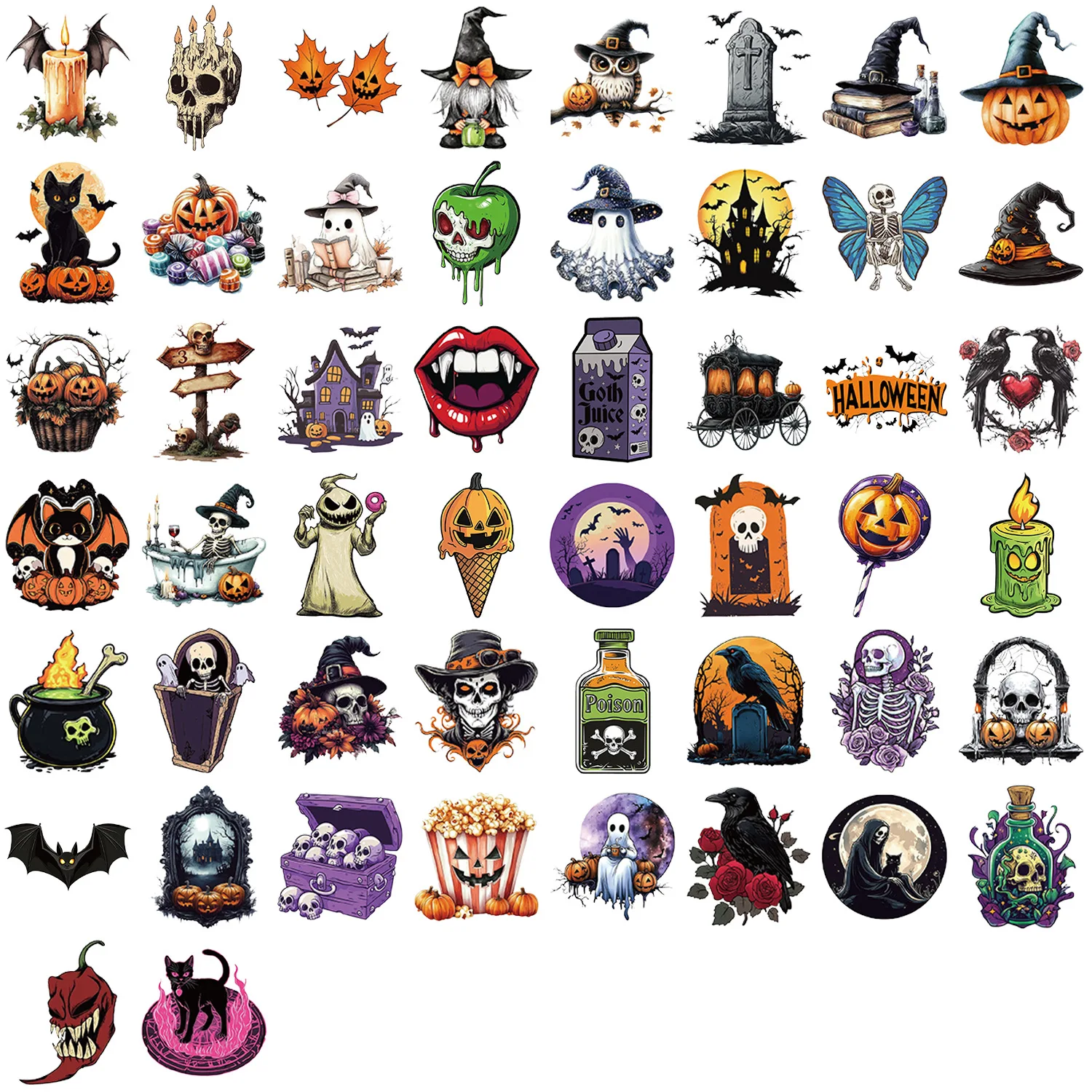 10/30/50PCS Terrore Halloween Cartoon Adesivi PET Trasparente Divertente Graffiti Giocattoli FAI DA TE Notebook Frigo Telefono Auto Wall Decalcomanie Regalo