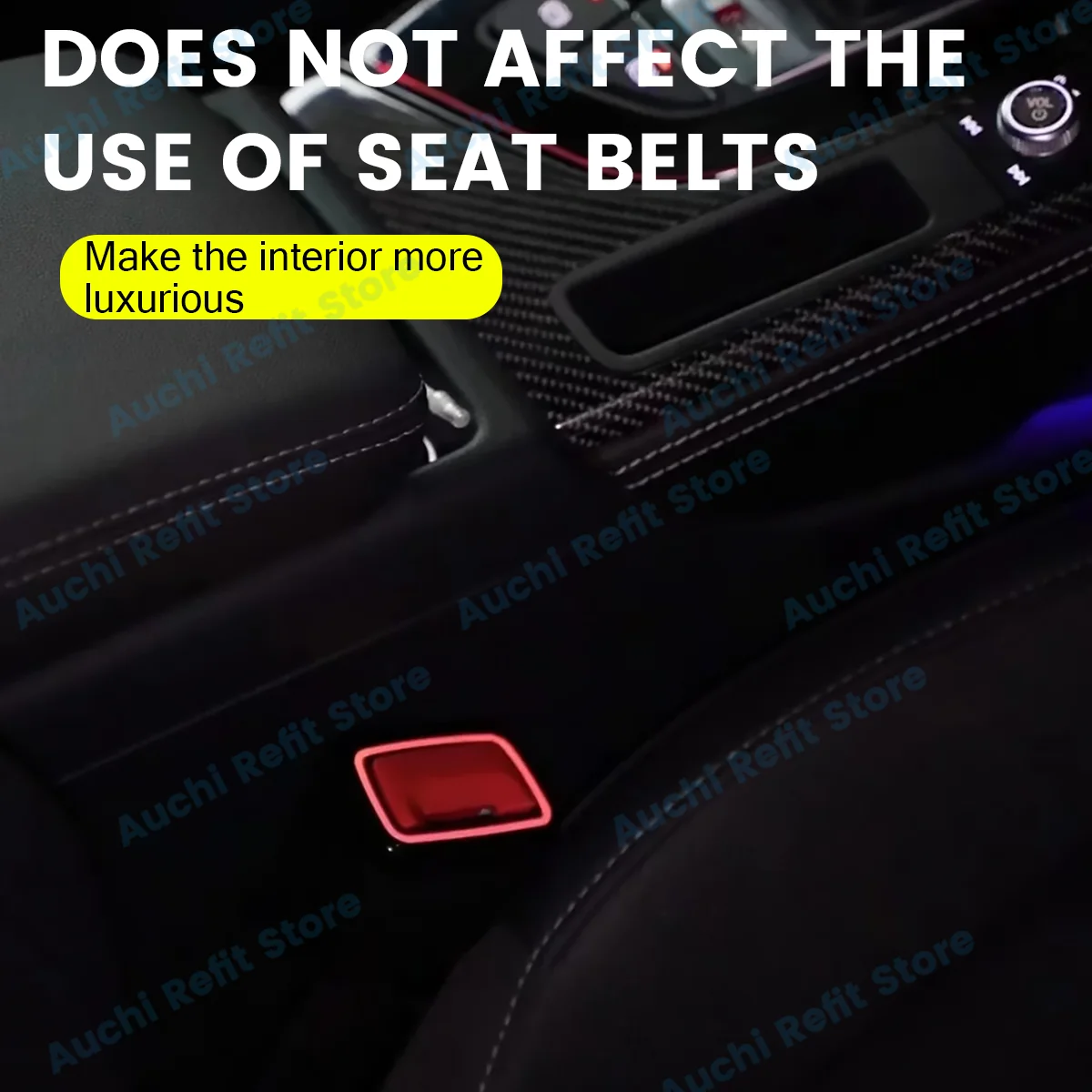 30 Colours Safety Buckle Seat Belt LED Ambient Light For Audi A4 A5 RS4 RS5 B9 A6 A7 C8 Q5 Q7 Q8 2020-2024 Decorative Lamp Part