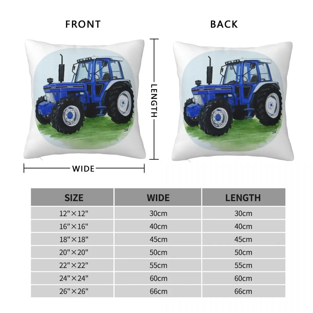 Blue Classic Tractor Square Pillowcase Polyester Linen Velvet Printed Zip Decor Throw Pillow Case Sofa Seater Cushion Cover