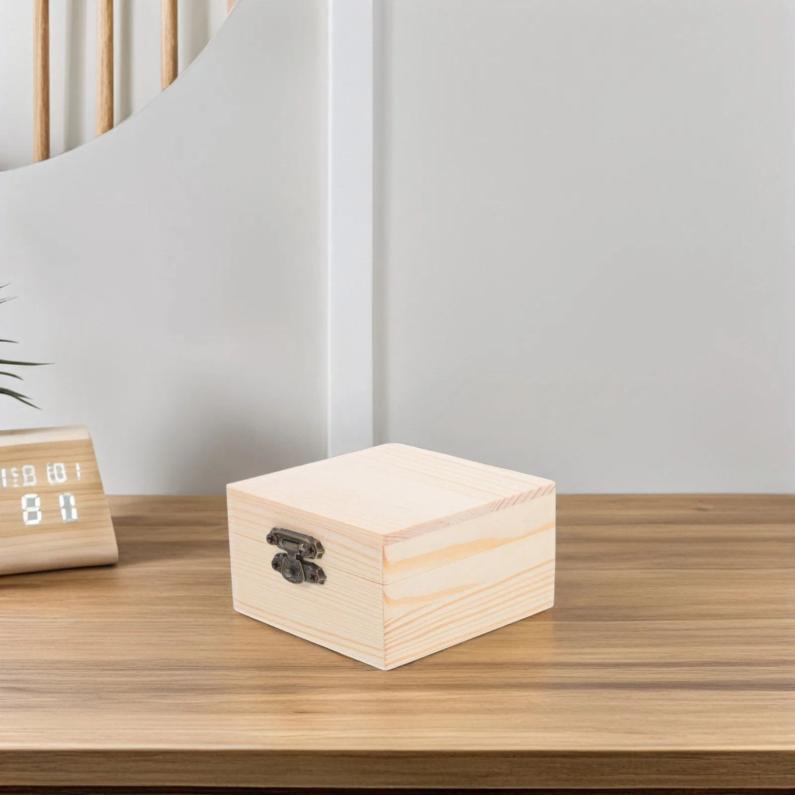 

Wooden Gift Small Jewelry Boxes Unpainted Square Rectangle Crafts Beige Wood Boxes for Crafts Paintable Wooden Box Pendant Box