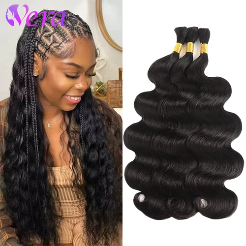 Extensiones de cabello humano rizado brasileño para trenzas Boho, cabello humano para trenzar sin trama, onda corporal a granel, 10A