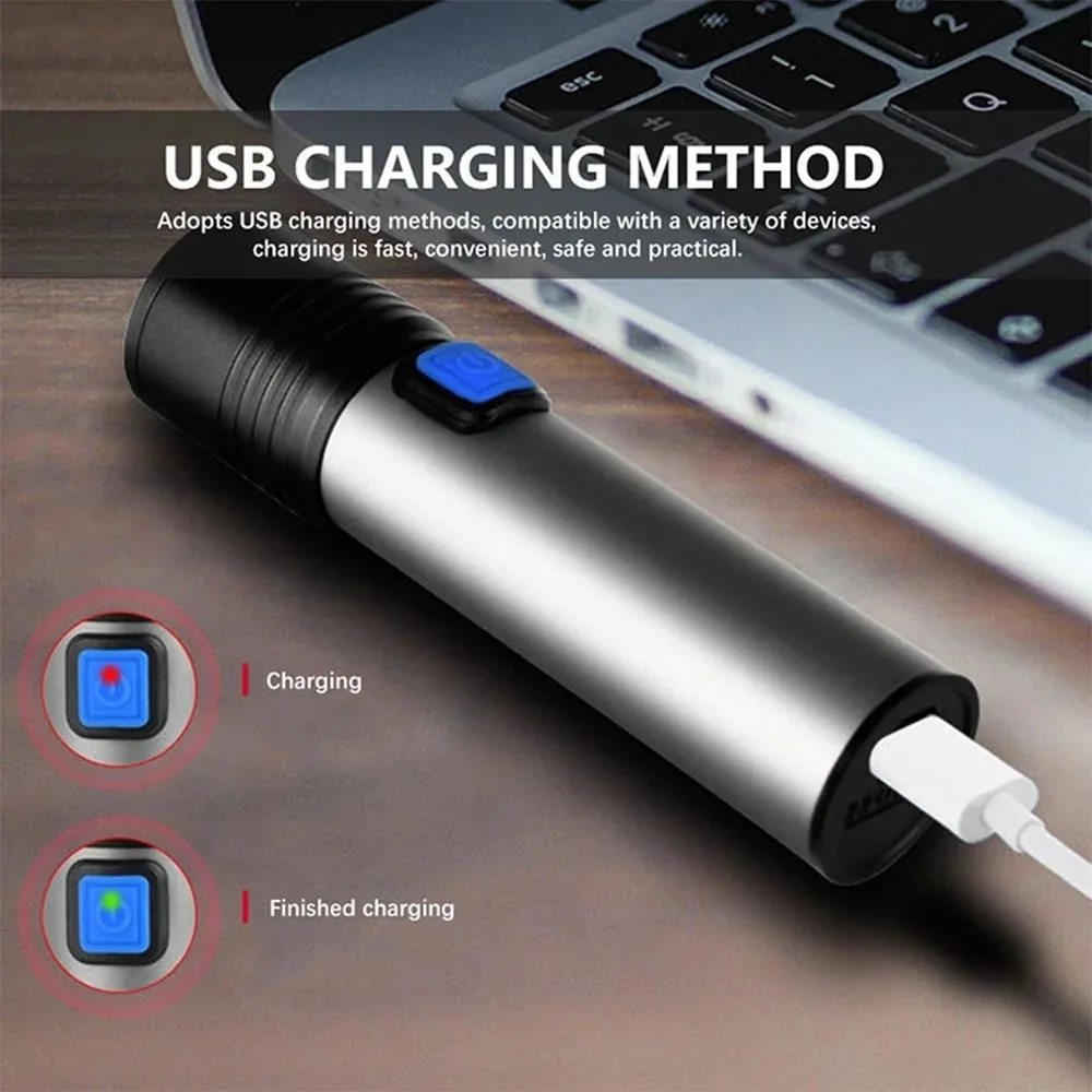 395nm UV Flashlight Zoomable IPX4 Waterproof USB Rechargeable Ultraviolet Mini Torches Inspection Lamp for Pet Urine