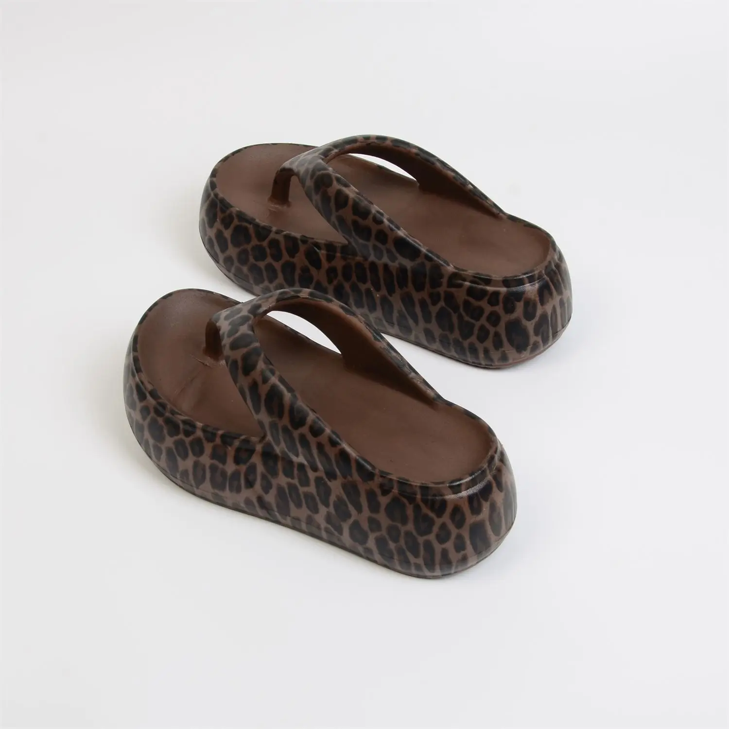 Retro Street Leopard Print Flip Flops Woman Thick Sole EVA Lightweight Height-Increasing Platform Slides Female Outdoor Slippers