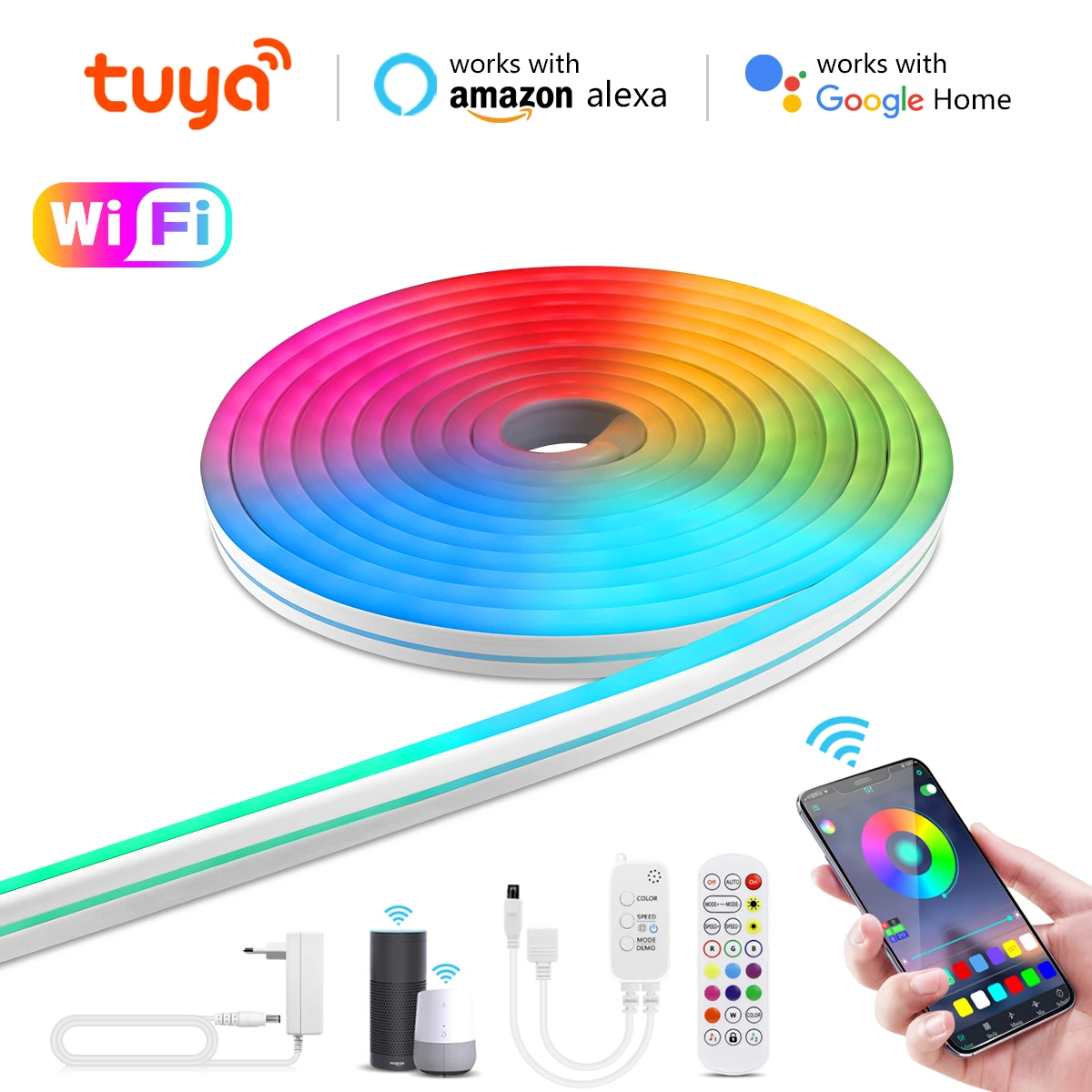 12V Bluetooth Tuya Smart Life WIFI Neon Led pasek fita światło nocne rgb led wodoodporna tira de luces dekoracja