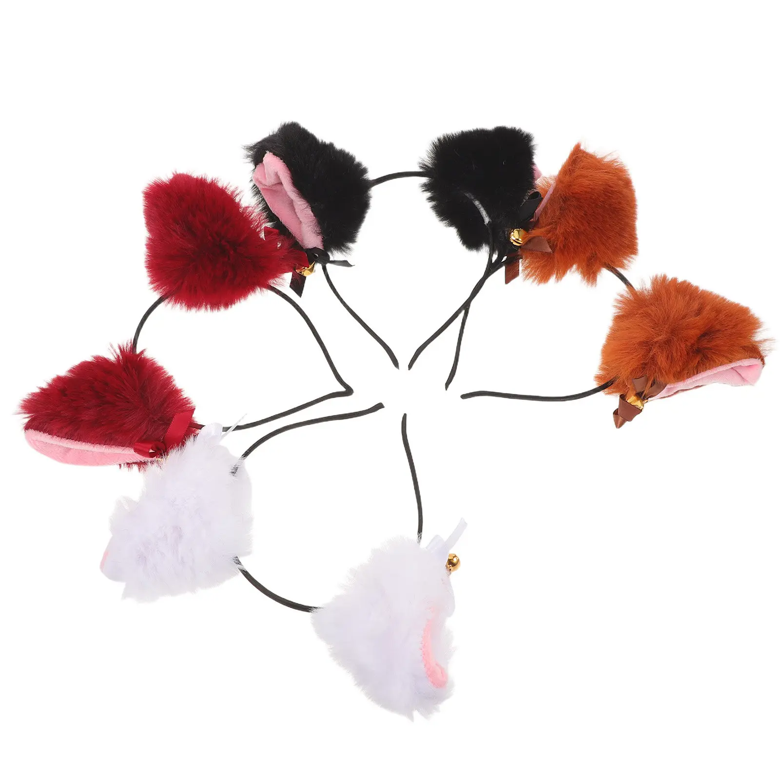 

Набор из 4 повязок на голову с лисьими ушками, милые аксессуары для волос с колокольчиками, для Хэллоуина, Рождества, дня рождения, косплея, женские повязки на голову в виде животных