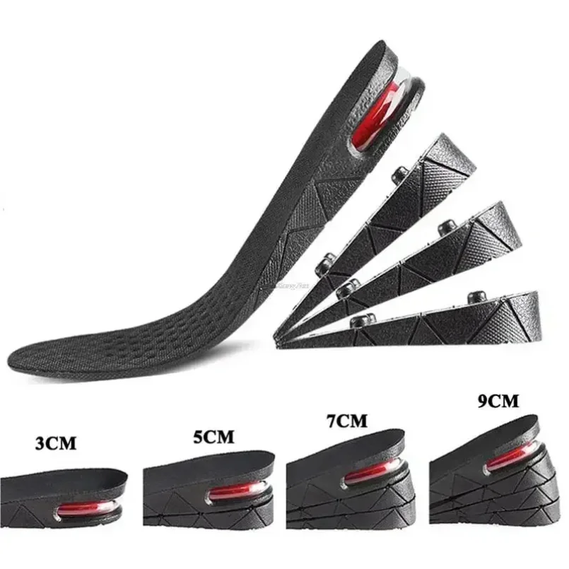 

Air Shoe Cushion Lift Insert Men Women 3-9cm Invisible Variable Insole Height Increase Insoles Adjustable Cut Taller Support Pad