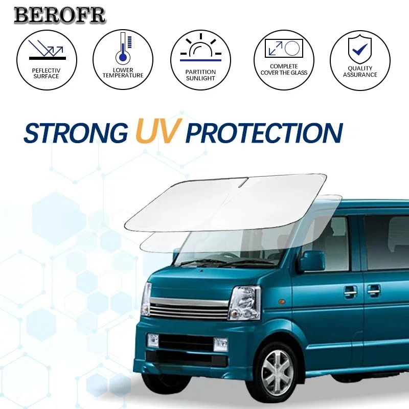 Parasol para parabrisas para Suzuki Every Da64 Da17 Da52, visera protectora plegable que bloquea los rayos UV y mantiene su coche más fresco