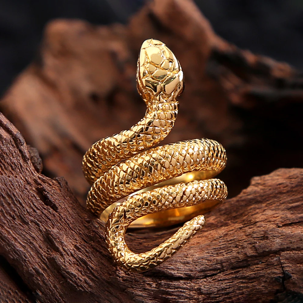 Punk Fashion Stainless Steel Snake Ring For Men Women Vintage Biker Hip Hop Couple Animal Ring Simple Jewelry Gifts Dropshipping