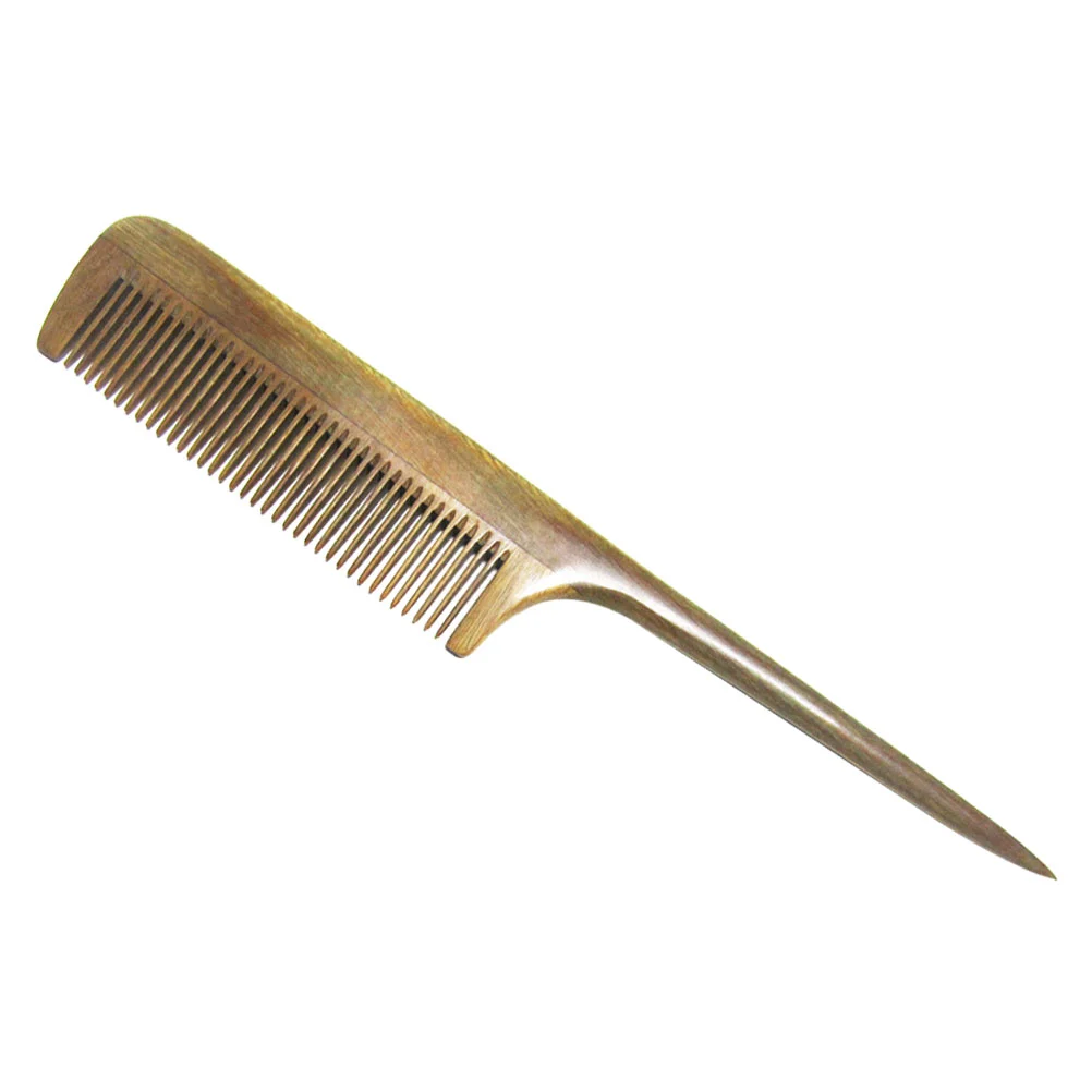 

Anti-static Comb Fine Tooth Hair Green Sandalwood Bamboo Pointed Tail Wooden Long Handle