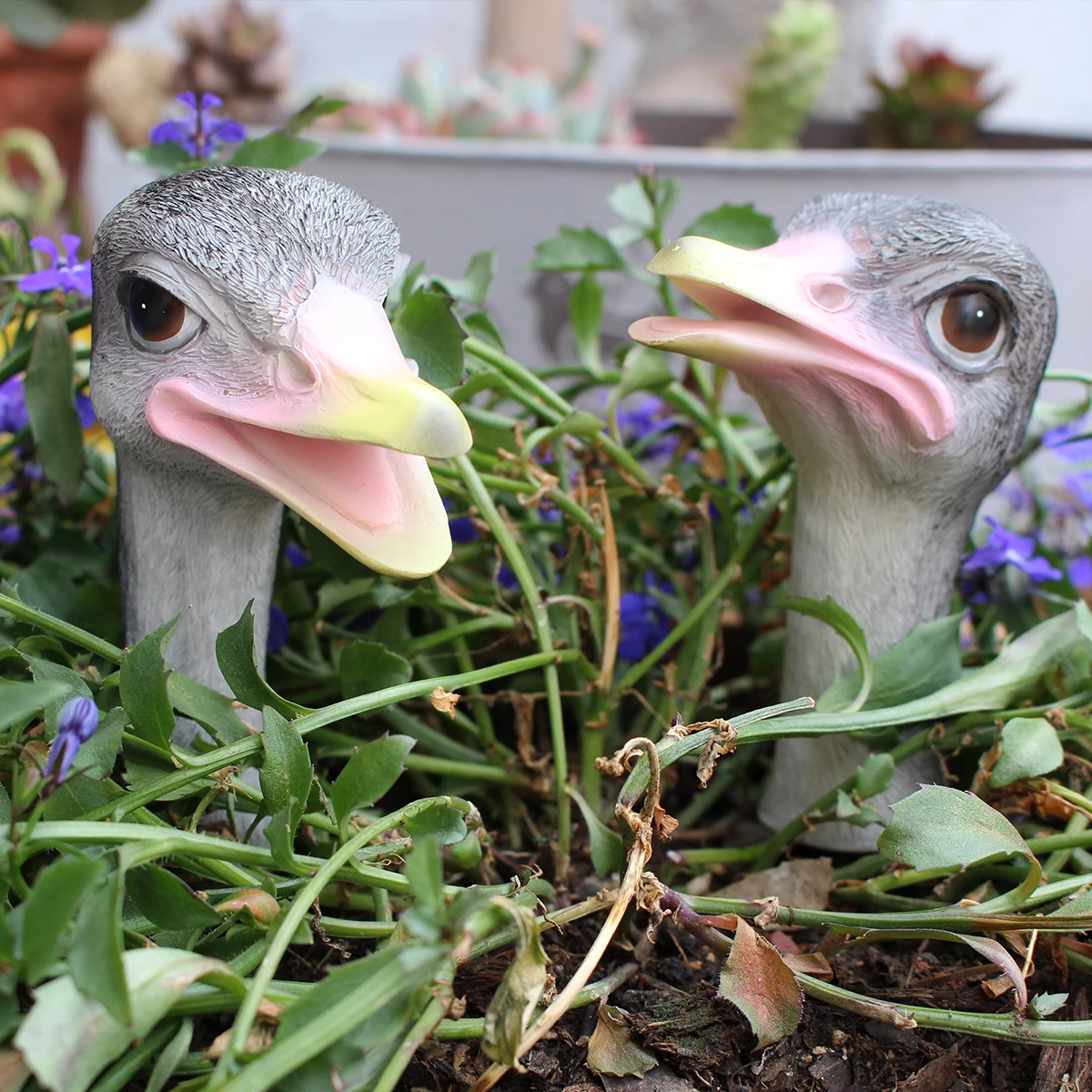 1pc Funny Ostrich Head Chicken Statue,Indoor and Outdoor Flower Pot Decoration - Add Fun and Whimsy to Your Garden with This Res