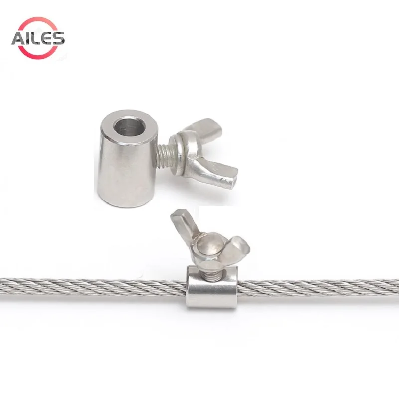 

304 Stainless Steel Steel Wire Rope Fasteners with Single Butterfly Hand Screw 2mm 3mm to 12mm Steel Wire Rope Locker