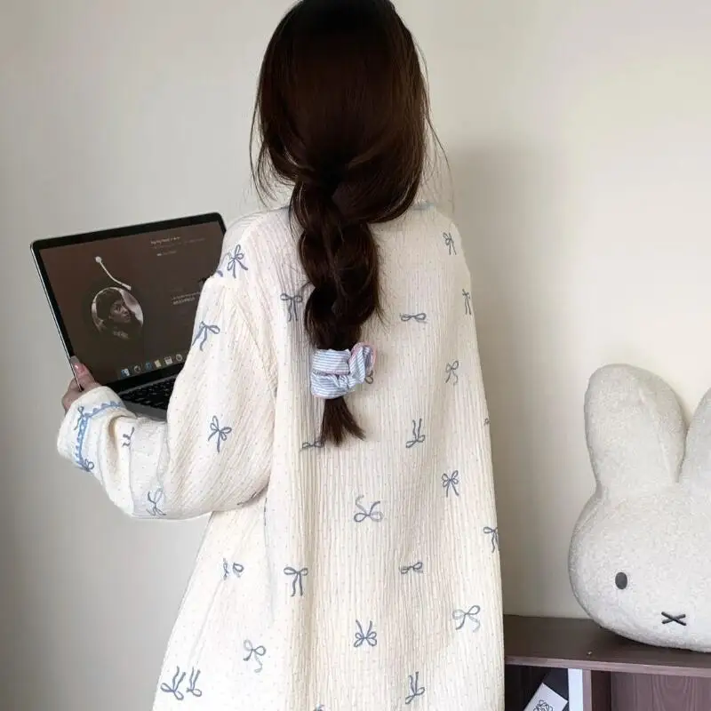 Senhora conjunto de pijama outono e inverno novo modelo doce mangas compridas calças casa conjunto bonito manter quente confortável moda