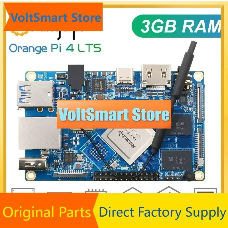 VoltSOrange Pi 4 LTS 3GB Rockchip RK3399-T Multi-OS Dev Board - WiFiBT5.0Gigabit Ethernet