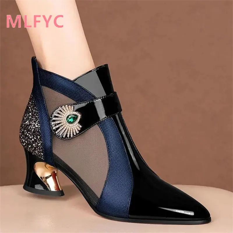 Autumn 2023 new style thick heel fashion pointy single shoes women breathable comfortable high heels temperament vintage shoes