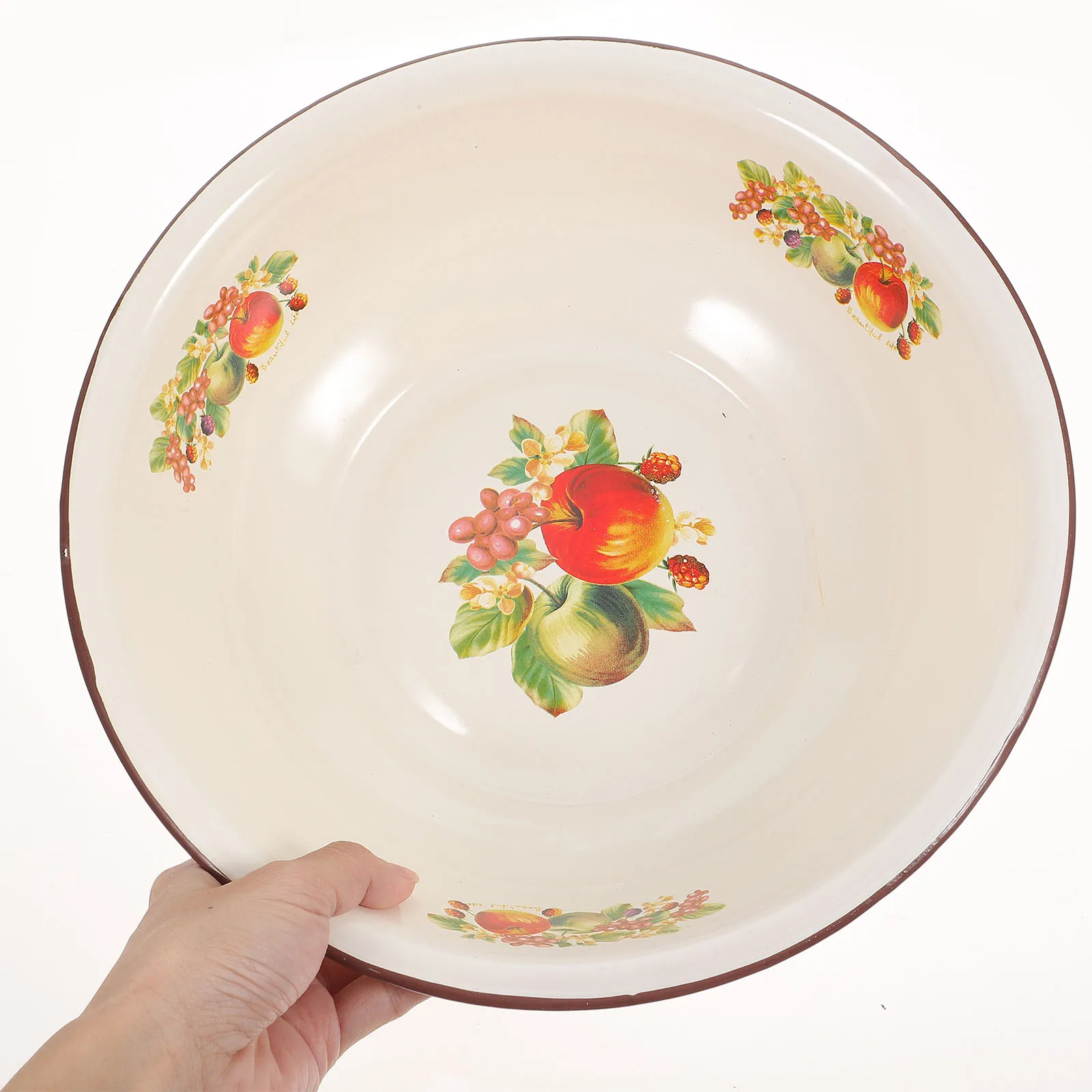 

Thickened Enamel Basin Retro Kitchen Mixing Bowl Vintage Household Salad Container Enamel Wash Dishes Fruit Snack Dessert Cake