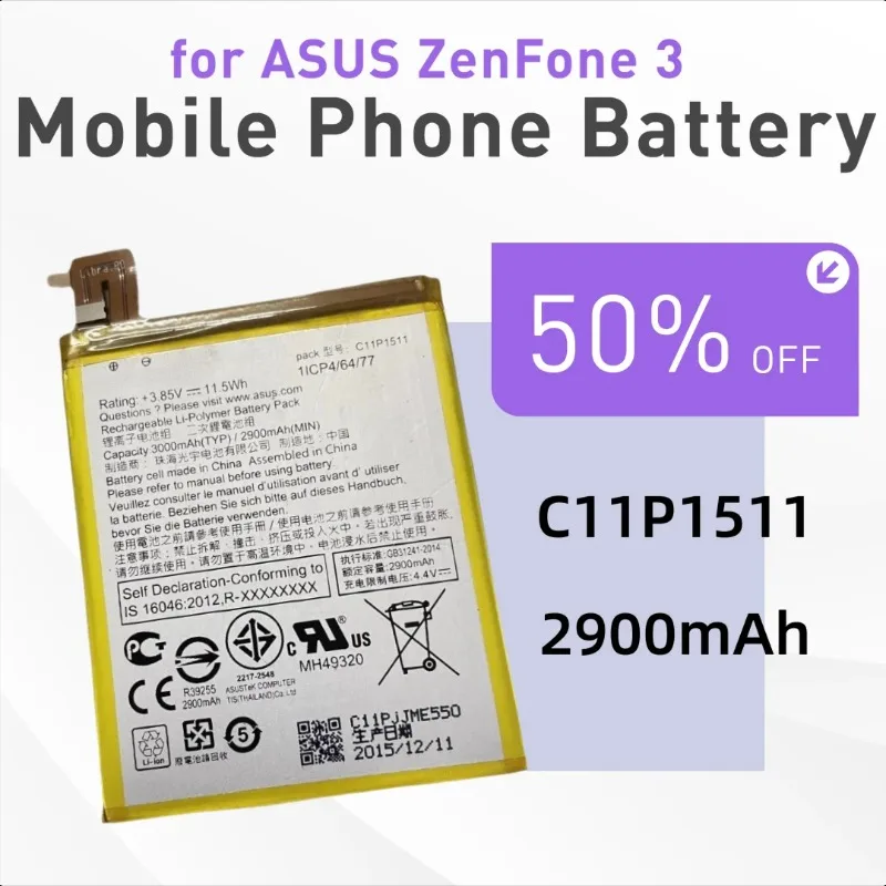 

2900mAh for ASUS ZenFone 3 Lingzhi Z012DA/DE Mobile Phone Battery C11P1511 ZE552KL