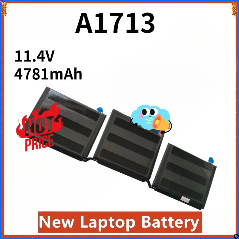 

A2171/A1713 11.4V 5103mAh/4781mAh Battery for Apple MacBook Pro 13" A1708 2016 2017 EMC 2978 3164 020-00946 MLL42LL Battery