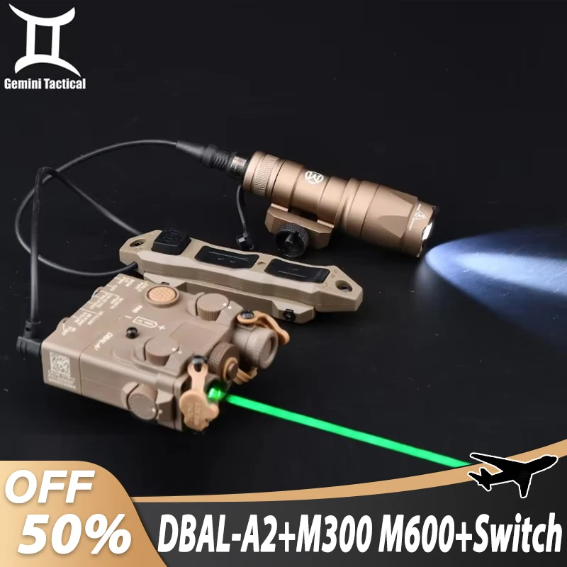 WADSN Tactical DBAL-A2 Set DBAL Red Green Single Laser M300A MINI Scout Light M600C Hunting Flashlight With Dual Function Switch