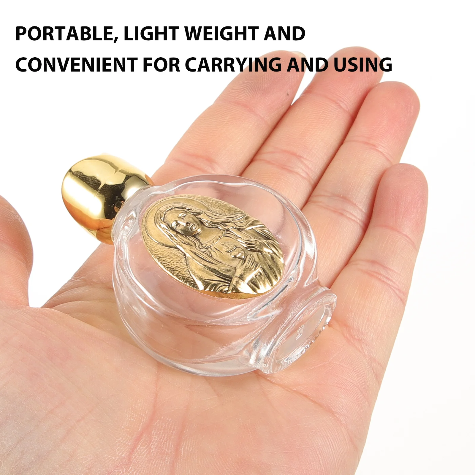 

2Pcs Glass Holy Water Bottle Portable Travel Leak Proof Safety Lid Refillable Small Bottles Blessing Gift Holy Water Flask