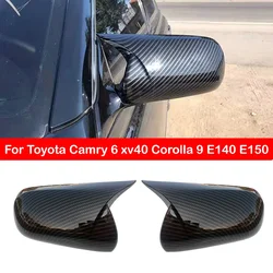 For Toyota Camry 6 xv40 Mark X / Reiz Car Sticker Carbon ABS Rearview Side Mirror Cover Wing Cap Exterior Door Case Trim Housing