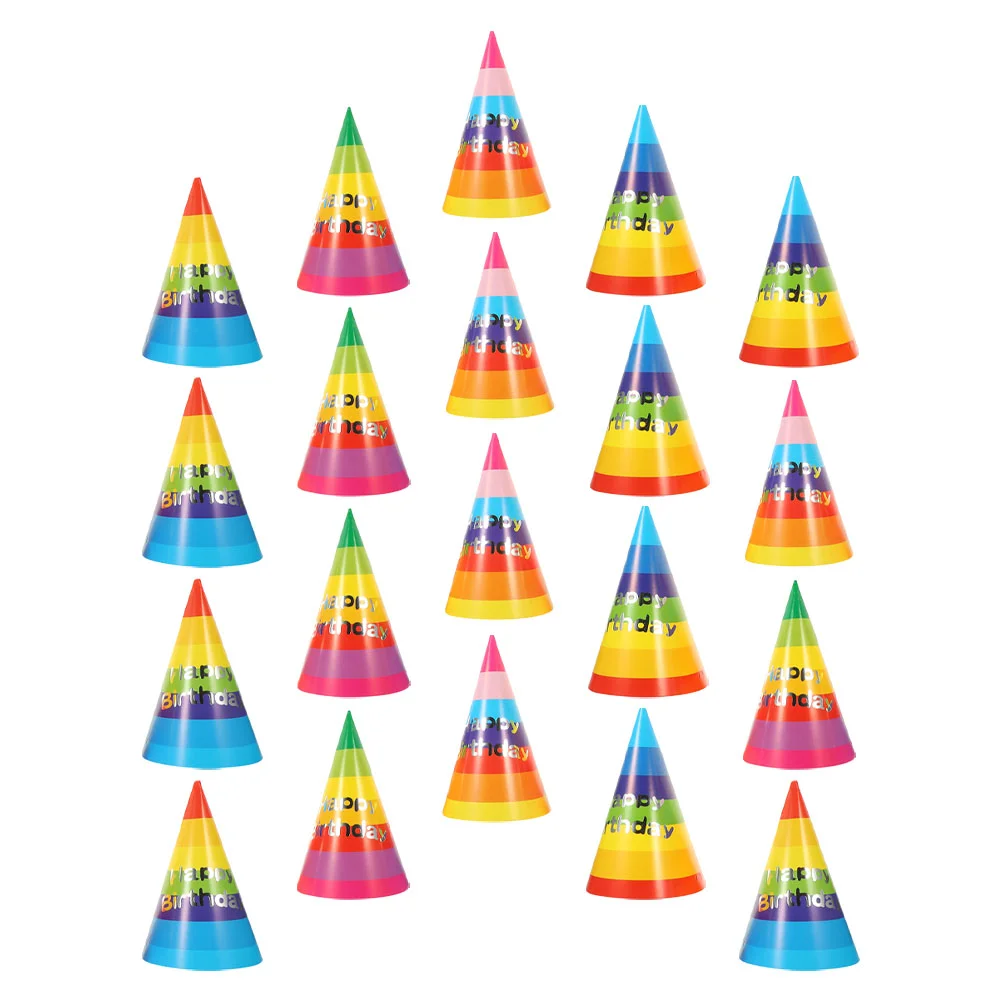 20 Pcs Rainbow Birthday Hat Cute Headwear Party Hats Gift Cap Props Paper Child New Born