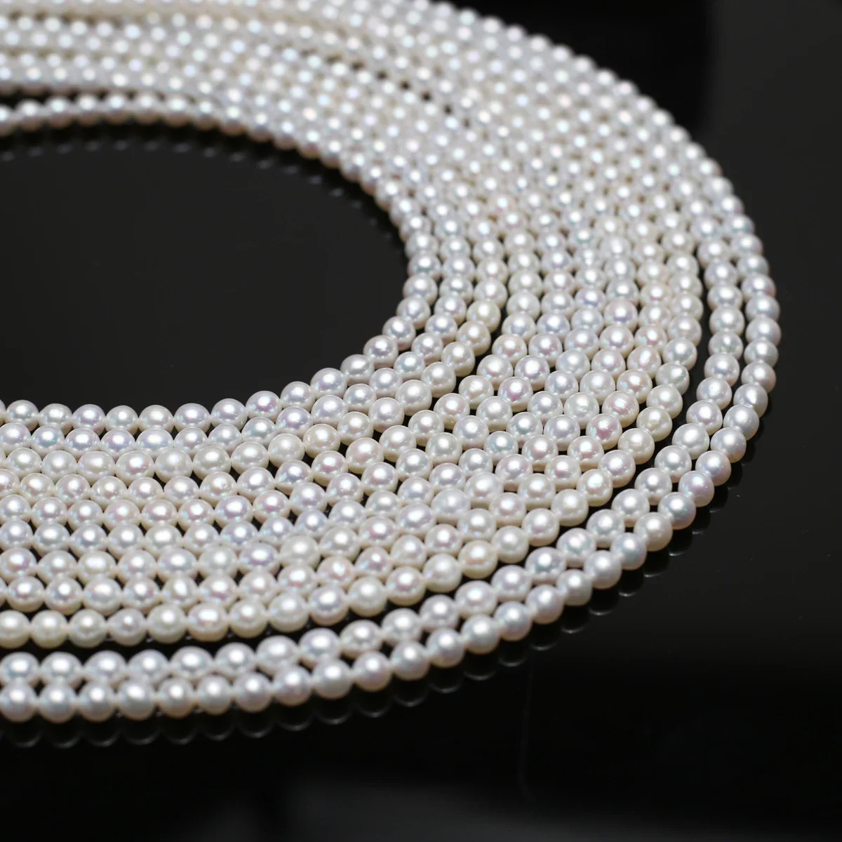 AAA 4-5mm Natural Freshwater Near Round Pearl Beads White Loose Pearls for DIY Jewelry Making Necklace Bracelet Accessories 36cm