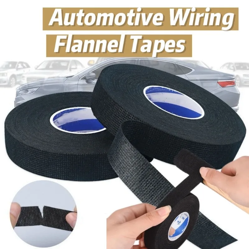 Image of -40 ° C bis 80 ° C 9-32mm Breite Hitzebeständiges Flanell-Klebeband für Kfz-Verkabelung Schwarzes Hochtemperatur-Klebeband für Kabel