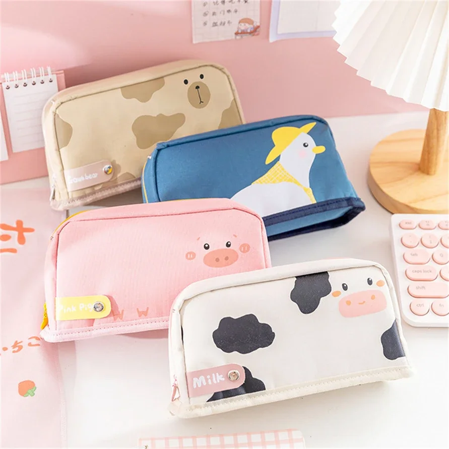 Pencil Cases Kawaii Stationery Pencilcase School Supplies Fold Case Cute Pen Bag Big Pouch