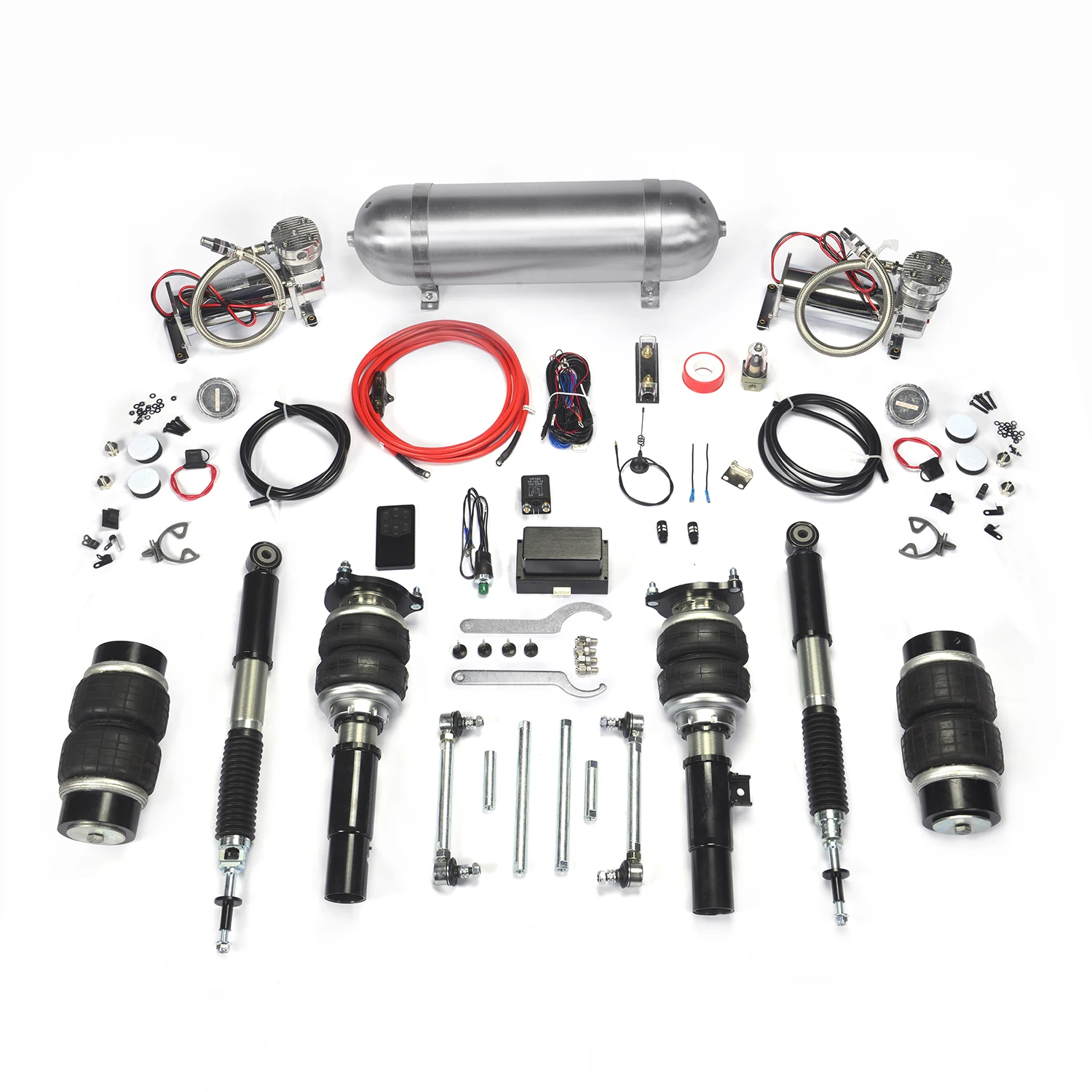 New Air Management Kit Air Suspension Control System for Civic 2016-2020 With 1x Seamless Air Tank& 2 x Compressor Pump silver