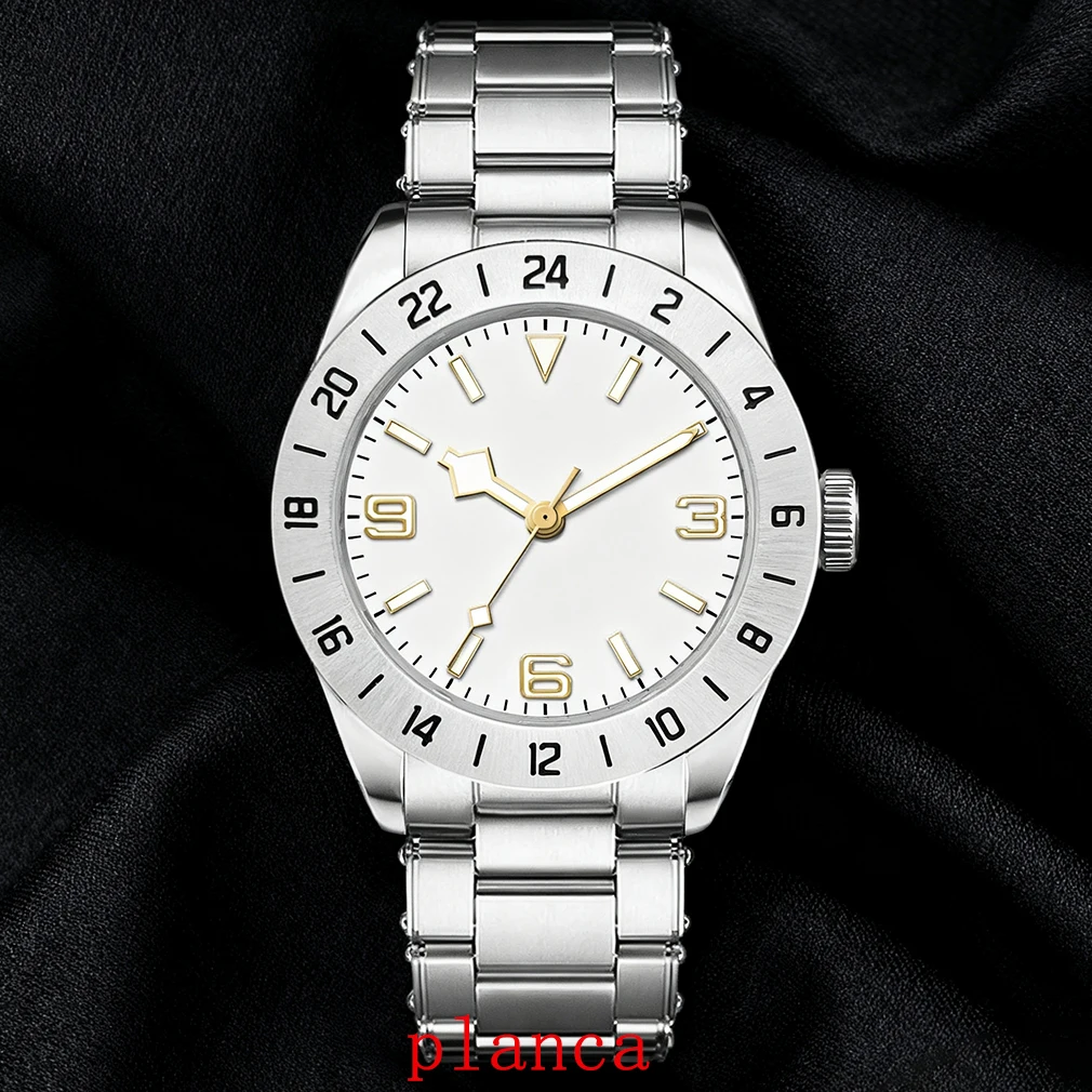 Часы NH35 диаметром 39 мм, серебряные часы из нержавеющей стали с фиксированным безелем и сапфировым стеклом для часов/спеestandardowego логотипа