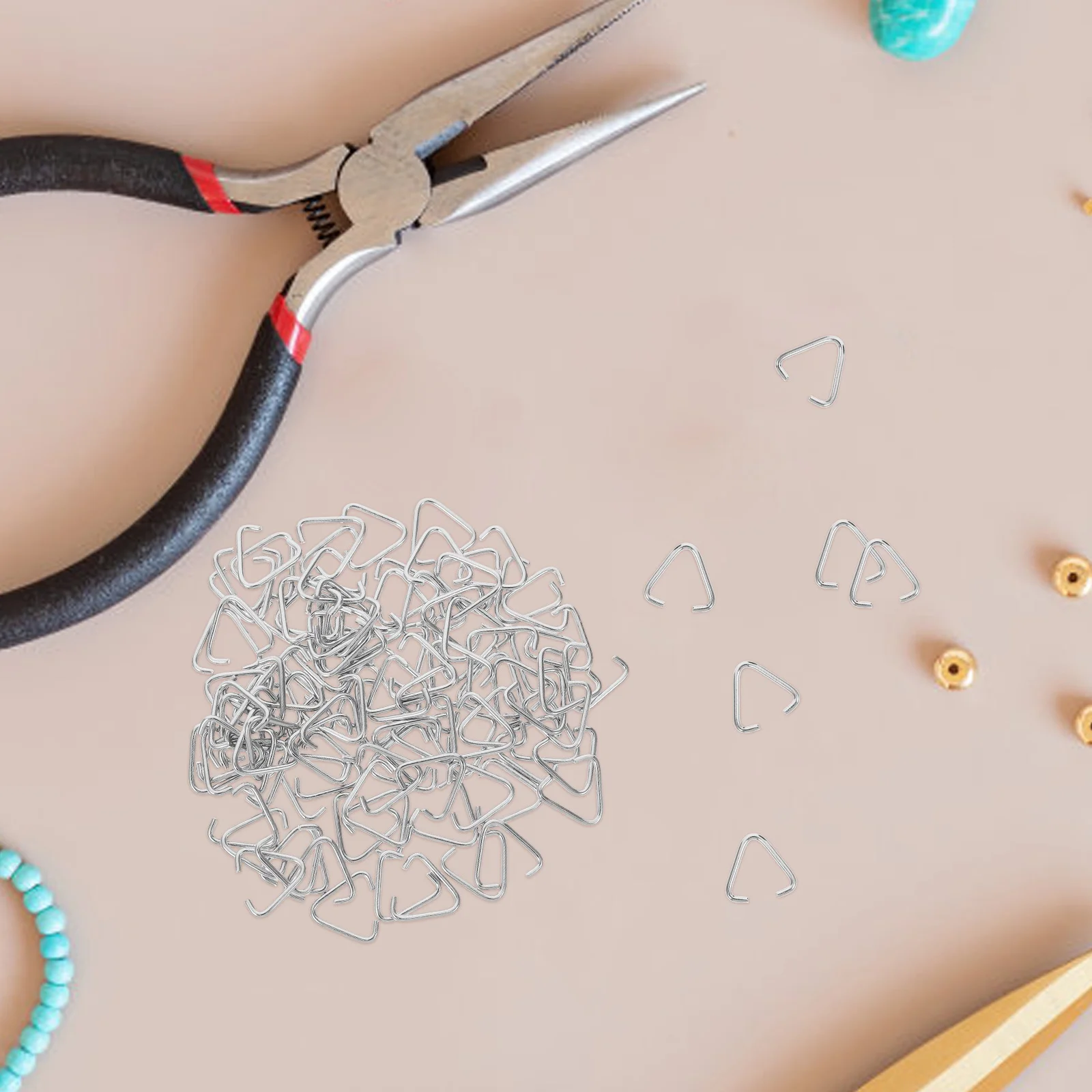 100Pcs Triangle Open Jump Rings Iron Resilient DIY Jewelry Making Accessories Keychains Pendants Triangle Jump Rings