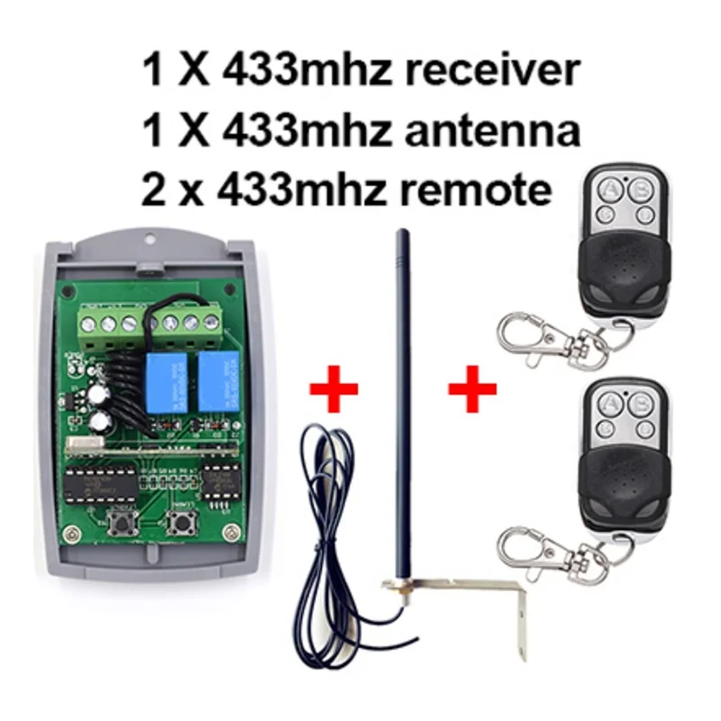 ABUO-télécommande universelle de porte de Garage 2 canaux 433Mhz télécommande, récepteur, remplacement d'antenne ouvre-porte 433Mhz