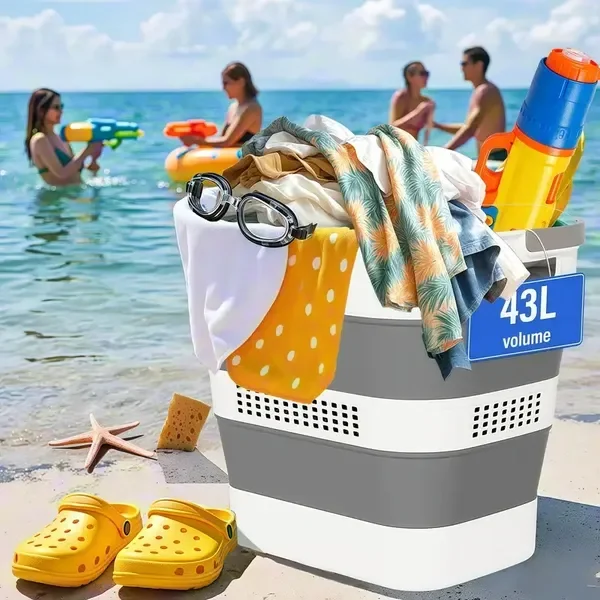 

43L Foldable Laundry Basket with Handles, Pop-Up Storage Bin for Clothes, Toys & Towels